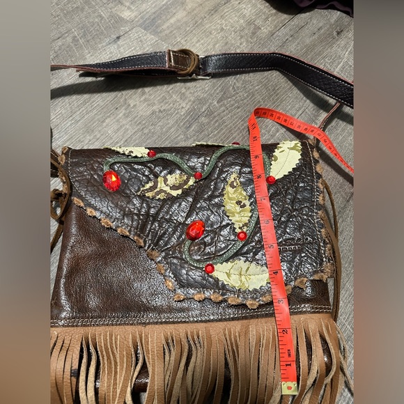Loriano Tolaini Handmade Leather Boho Bag with Fringe and Embellishments - Picture 6 of 17